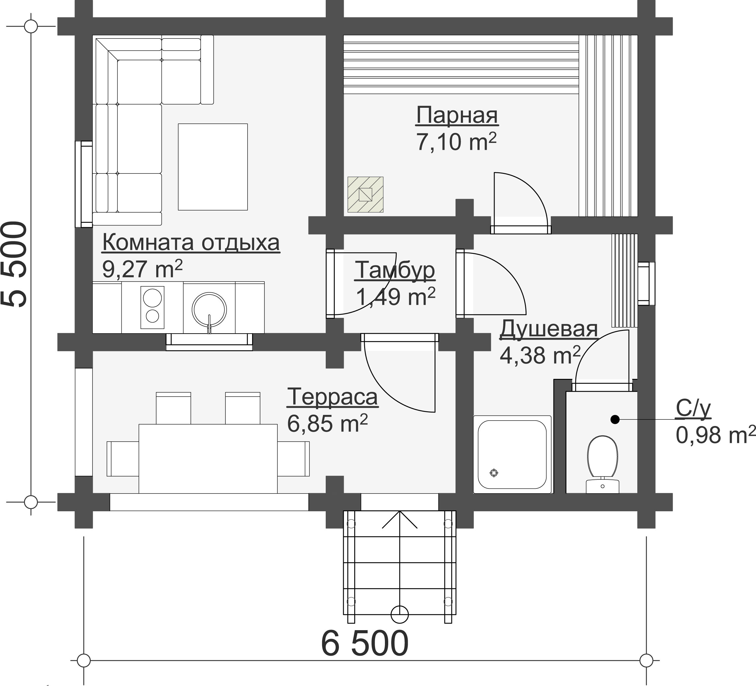 Проект бани бк110